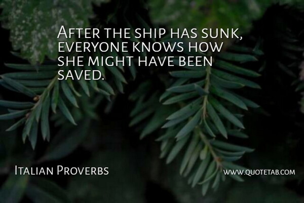 Italian Proverbs Quote About Knows, Might, Proverbs, Ship: After The Ship Has Sunk...