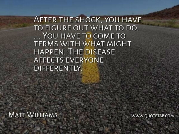 Matt Williams Quote About Affects, Disease, Figure, Might, Terms: After The Shock You Have...