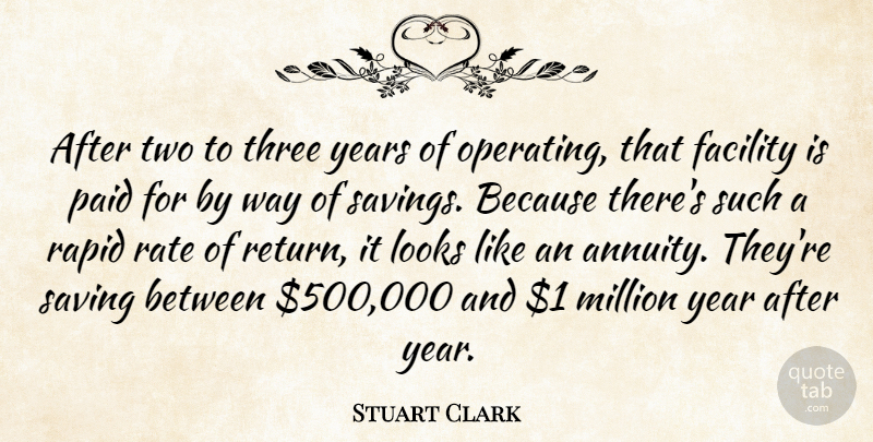 Stuart Clark Quote About Facility, Looks, Million, Paid, Rapid: After Two To Three Years...
