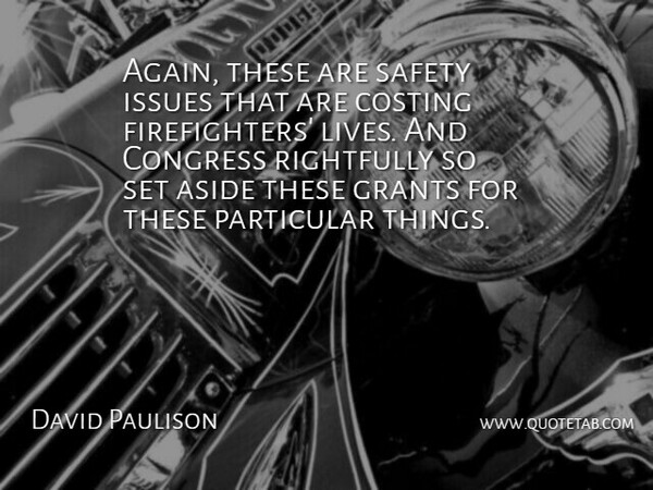 David Paulison Quote About Aside, Congress, Grants, Issues, Particular: Again These Are Safety Issues...