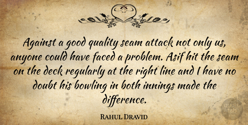 Rahul Dravid Quote About Against, Anyone, Attack, Both, Bowling: Against A Good Quality Seam...
