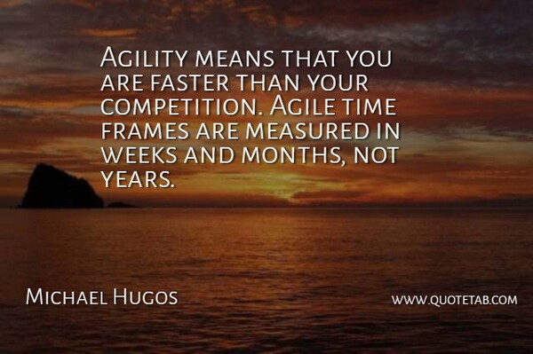 Michael Hugos Quote About Agile, Agility, Faster, Frames, Means: Agility Means That You Are...