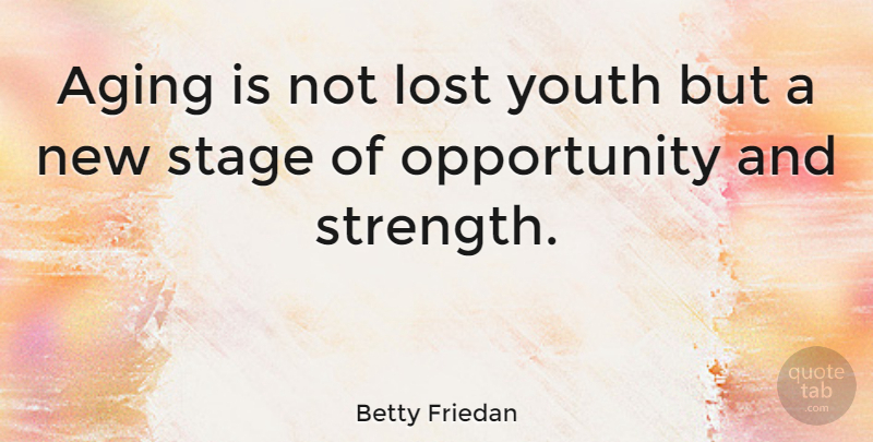 Betty Friedan Quote About Birthday, Strength, Inspiring: Aging Is Not Lost Youth...
