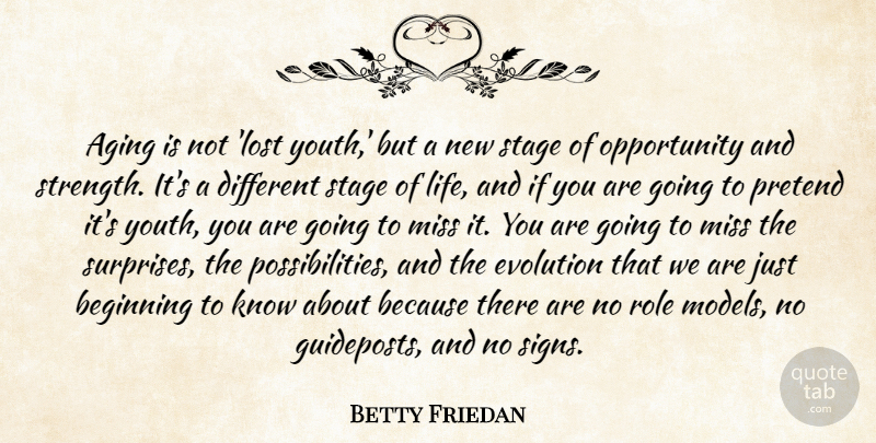 Betty Friedan Quote About Opportunity, Bad Ass, Lost Youth: Aging Is Not Lost Youth...