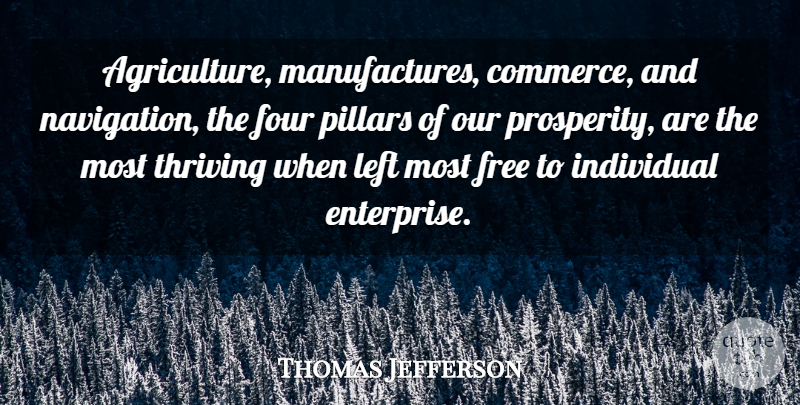 Thomas Jefferson Quote About Agriculture, Liberty, Four: Agriculture Manufactures Commerce And Navigation...