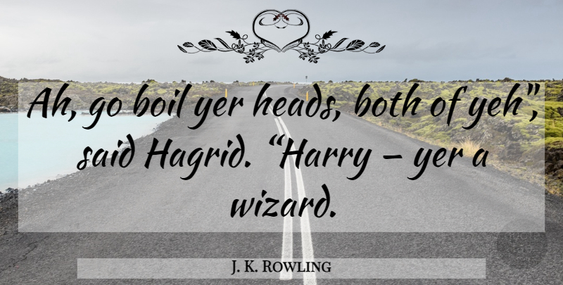 J. K. Rowling Quote About Wizards, Hagrid, Said: Ah Go Boil Yer Heads...
