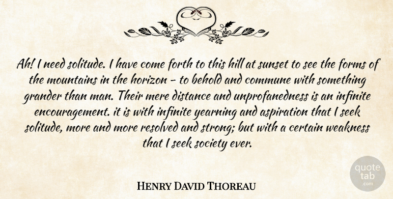 Henry David Thoreau Quote About Encouragement, Strong, Distance: Ah I Need Solitude I...