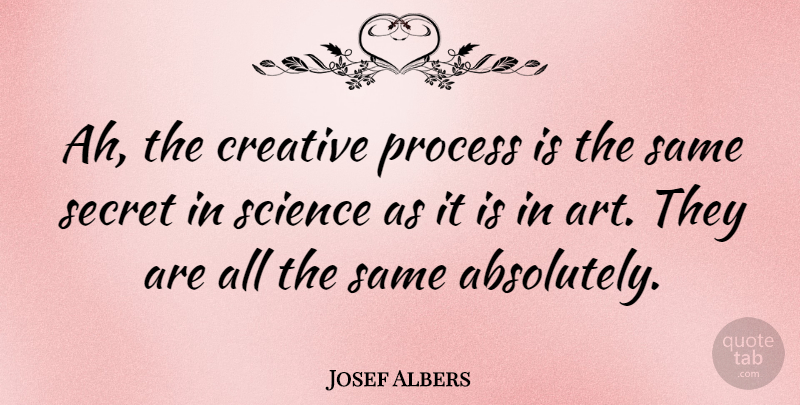 Josef Albers Quote About Art, Creative, Secret: Ah The Creative Process Is...