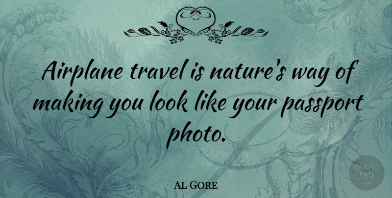 Al Gore Quote About Funny, Travel, Airplane: Airplane Travel Is Natures Way...