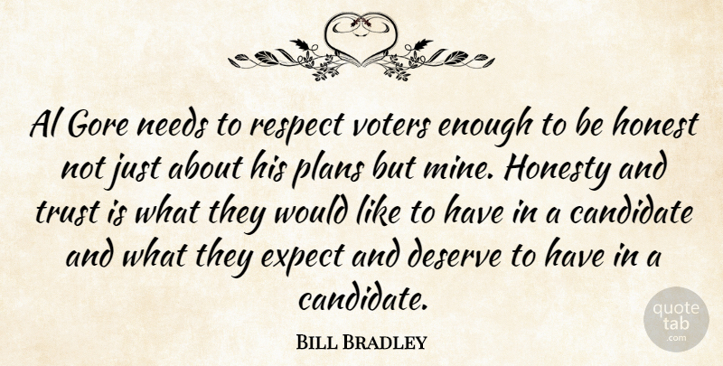Bill Bradley Quote About Al, Candidate, Deserve, Expect, Gore: Al Gore Needs To Respect...