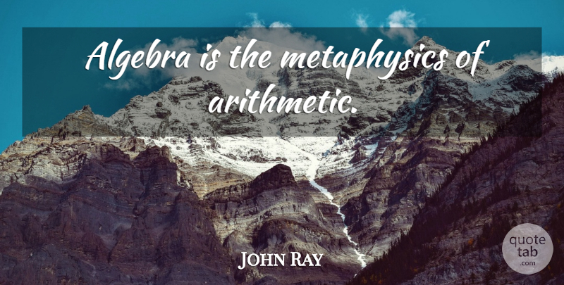 John Ray Quote About Arithmetic, Algebra, Metaphysics: Algebra Is The Metaphysics Of...