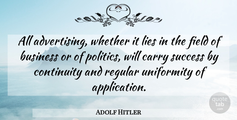 Adolf Hitler Quote About Trust, Betrayal, Lying: All Advertising Whether It Lies...