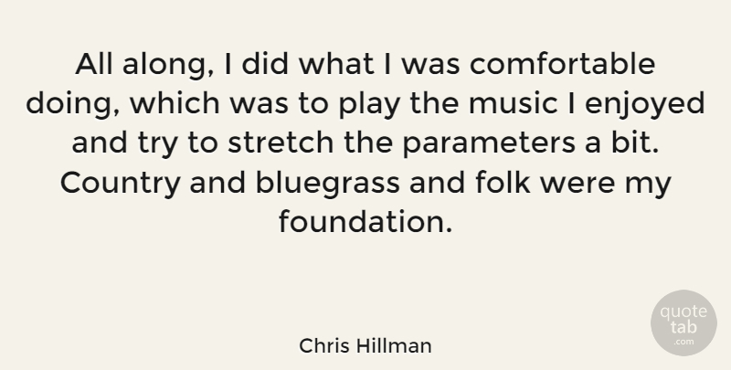Chris Hillman Quote About Bluegrass, Country, Enjoyed, Folk, Music: All Along I Did What...