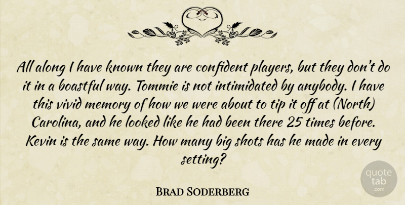 Brad Soderberg Quote About Along, Confident, Kevin, Known, Looked: All Along I Have Known...
