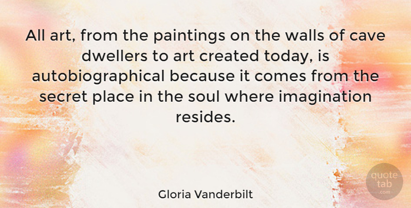 Gloria Vanderbilt Quote About Art, Cave, Created, Imagination, Paintings: All Art From The Paintings...