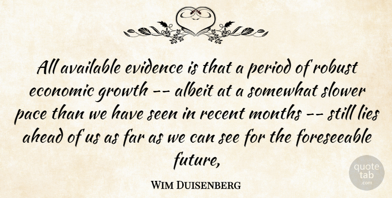 Wim Duisenberg Quote About Ahead, Albeit, Available, Economic, Evidence: All Available Evidence Is That...
