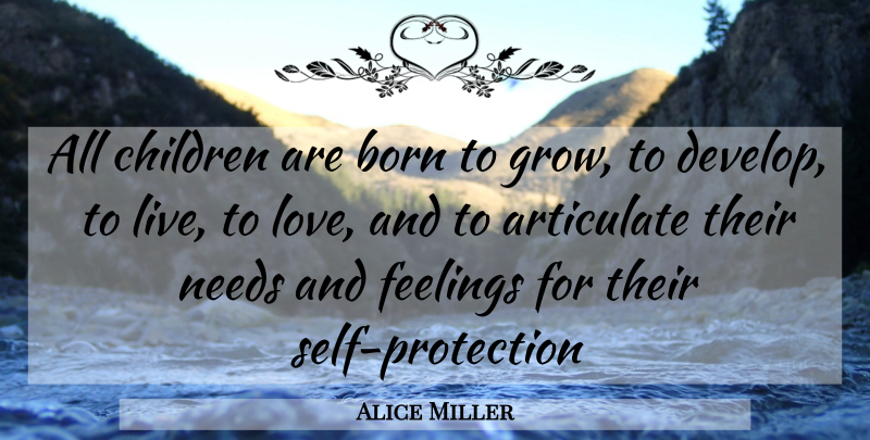 Alice Miller Quote About Children, Self, Feelings: All Children Are Born To...