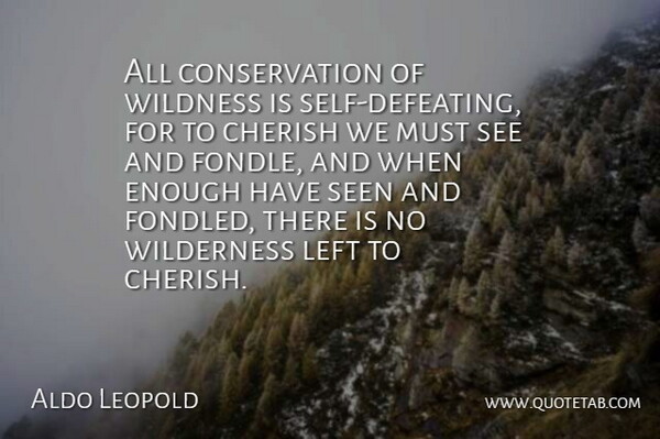 Aldo Leopold Quote About Self, Cherish, Wilderness: All Conservation Of Wildness Is...