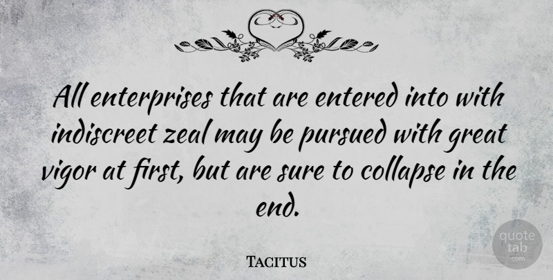 Tacitus Quote About Vigor, May, Firsts: All Enterprises That Are Entered...