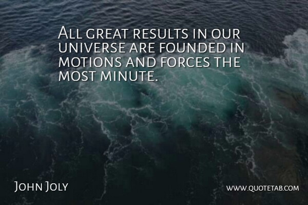 John Joly Quote About Forces, Founded, Great, Motions, Results: All Great Results In Our...