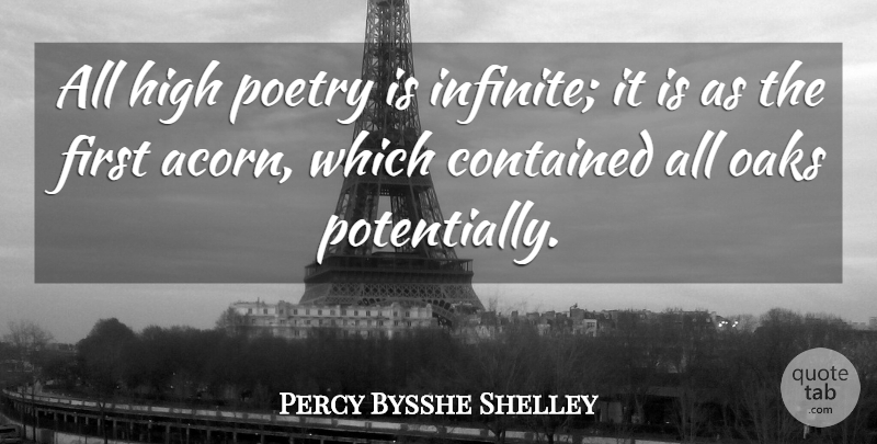 Percy Bysshe Shelley Quote About Poetry, Firsts, Acorns: All High Poetry Is Infinite...