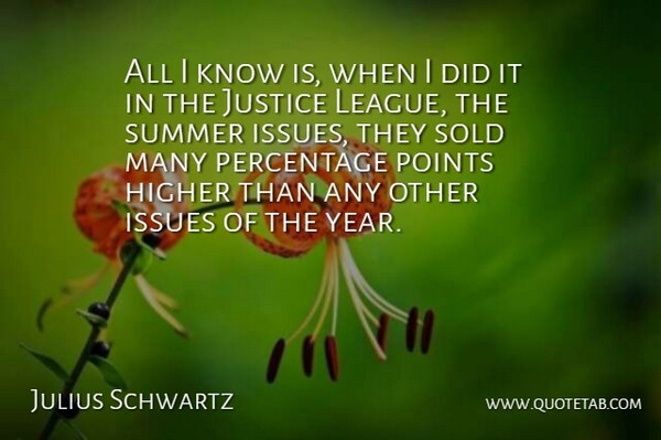 Julius Schwartz Quote About American Editor, Higher, Issues, Justice, Percentage: All I Know Is When...