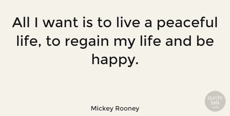 Mickey Rooney Quote About Life, Regain: All I Want Is To...