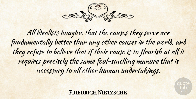 Friedrich Nietzsche Quote About Believe, World, Causes: All Idealists Imagine That The...