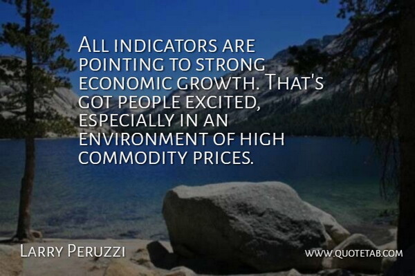 Larry Peruzzi Quote About Commodity, Economic, Environment, High, People: All Indicators Are Pointing To...