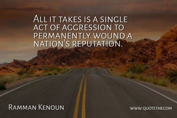 Ramman Kenoun Quote About Act, Aggression, American Businessman, Single, Takes: All It Takes Is A...