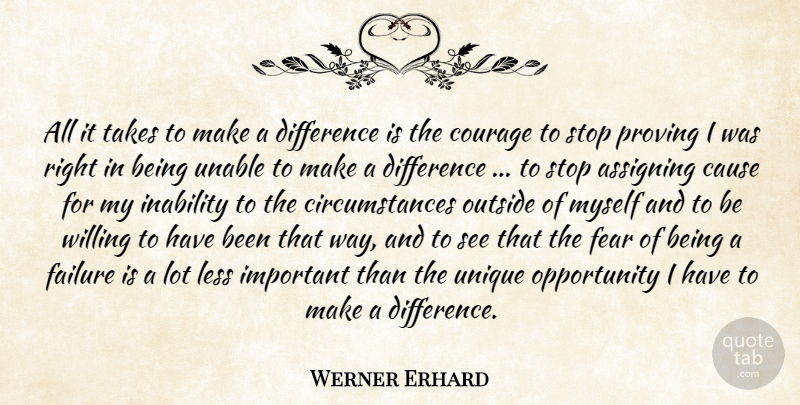 Werner Erhard Quote About Unique, Opportunity, Differences: All It Takes To Make...