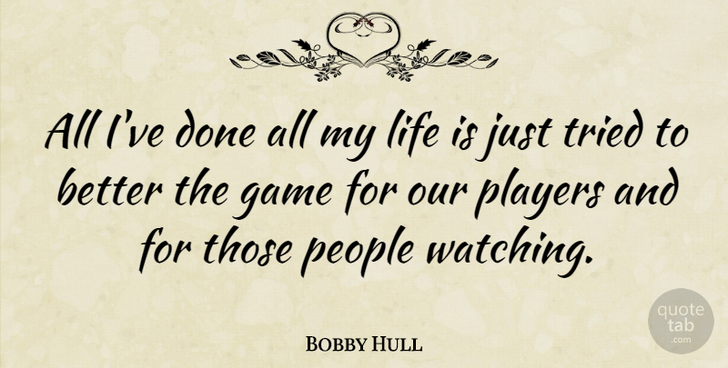 Bobby Hull Quote About Sports, Player, Games: All Ive Done All My...