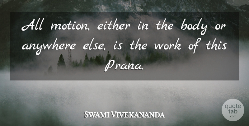Swami Vivekananda Quote About Body, Prana: All Motion Either In The...