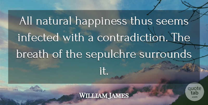 William James Quote About Happiness, Natural, Contradiction: All Natural Happiness Thus Seems...