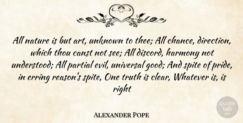 Alexander Pope Quote About Harmony, Nature, Partial, Spite, Thou: All Nature Is But Art...