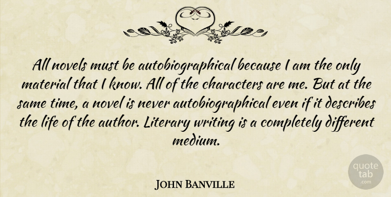 John Banville Quote About Characters, Life, Literary, Material, Novels: All Novels Must Be Autobiographical...