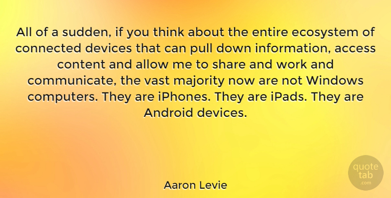 Aaron Levie Quote About Thinking, Iphone, Ecosystems: All Of A Sudden If...