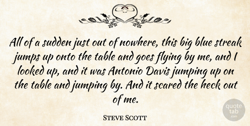 Steve Scott Quote About Blue, Davis, Flying, Goes, Heck: All Of A Sudden Just...