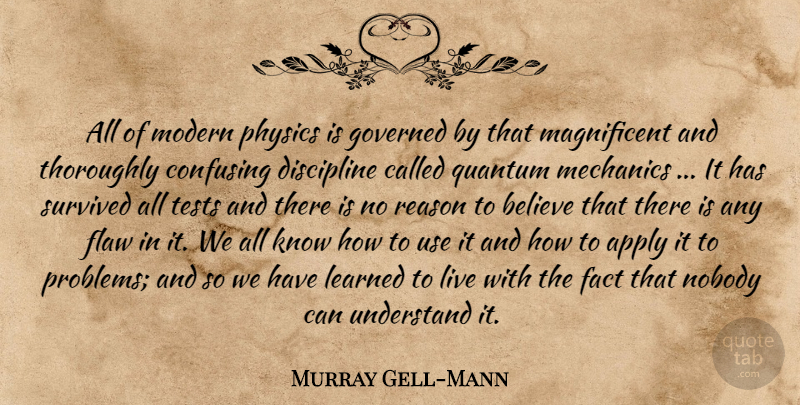 Murray Gell-Mann Quote About Believe, Discipline, Confusing: All Of Modern Physics Is...