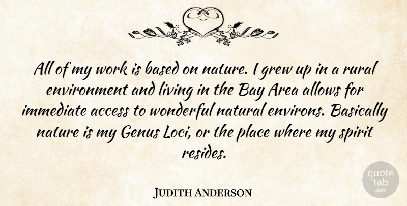 Judith Anderson Quote About Bay Area, Spirit, Wonderful: All Of My Work Is...