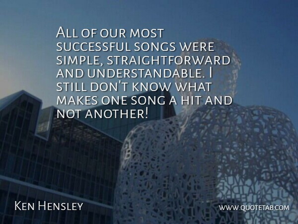 Ken Hensley Quote About Hit, Songs, Successful: All Of Our Most Successful...