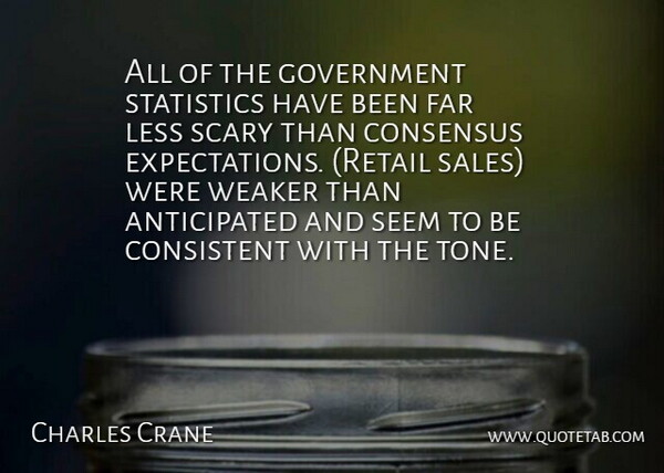 Charles Crane Quote About Consensus, Consistent, Far, Government, Less: All Of The Government Statistics...