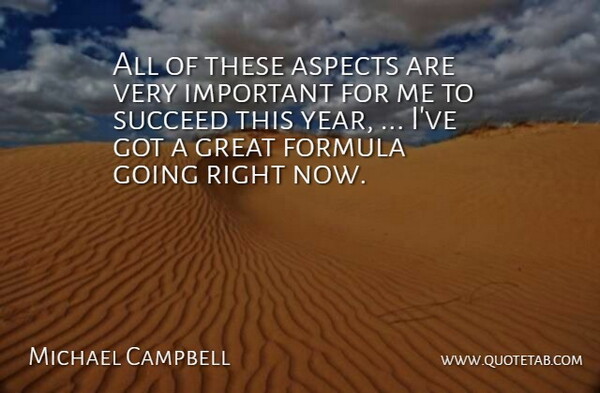 Michael Campbell Quote About Aspects, Formula, Great, Succeed: All Of These Aspects Are...