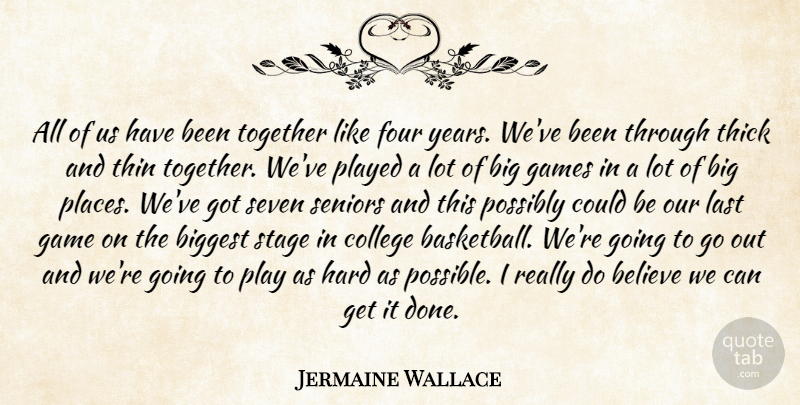 Jermaine Wallace Quote About Believe, Biggest, College, Four, Games: All Of Us Have Been...