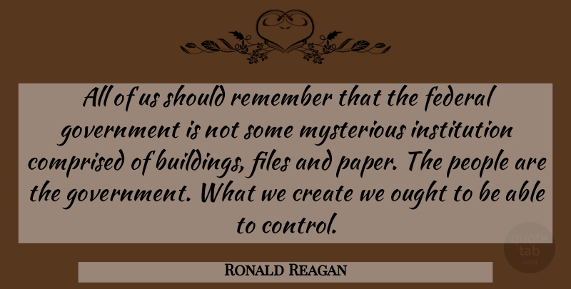 Ronald Reagan Quote About Government, People, Paper: All Of Us Should Remember...