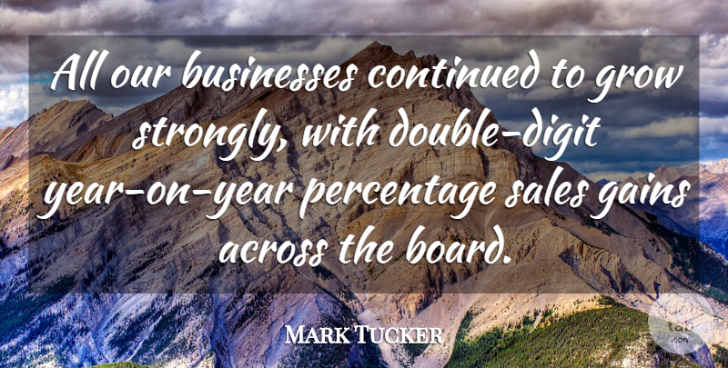 Mark Tucker Quote About Across, Businesses, Continued, Gains, Grow: All Our Businesses Continued To...
