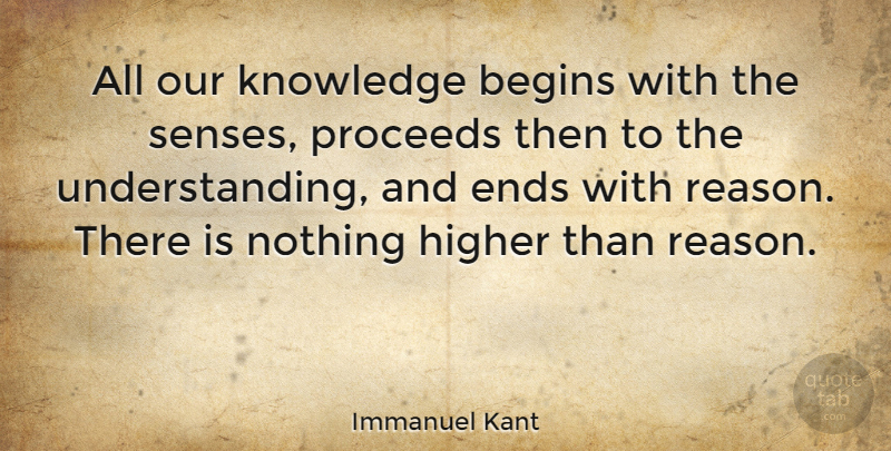 Immanuel Kant Quote About Knowledge, Understanding, Perception: All Our Knowledge Begins With...