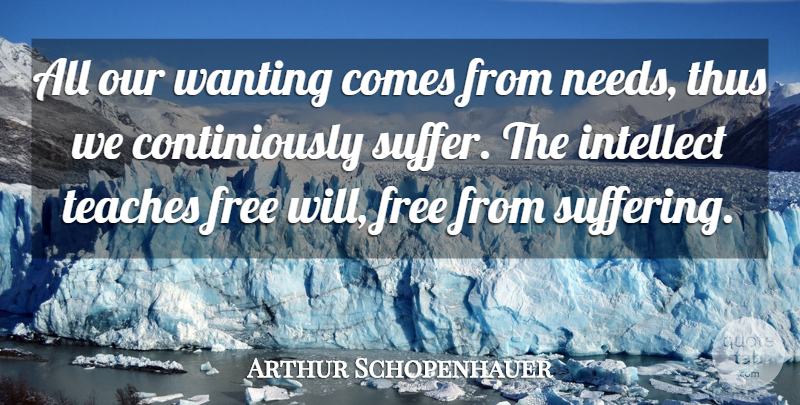 Arthur Schopenhauer Quote About Suffering, Needs, Free Will: All Our Wanting Comes From...