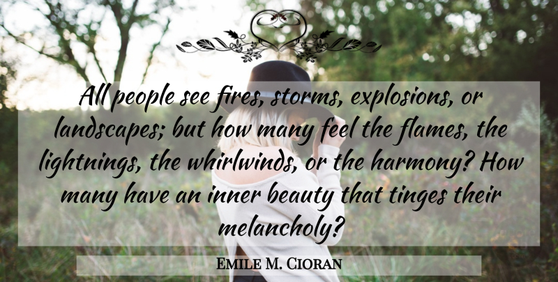 Emile M. Cioran Quote About Flames, Fire, People: All People See Fires Storms...