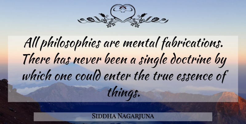 Siddha Nagarjuna Quote About Buddhist, Philosophy, Essence: All Philosophies Are Mental Fabrications...